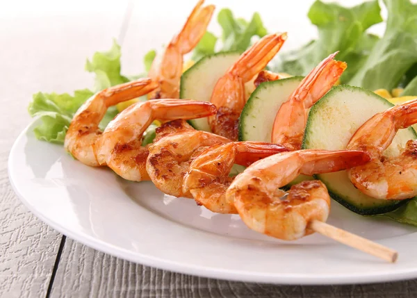 stock image Plate of grilled shrimp