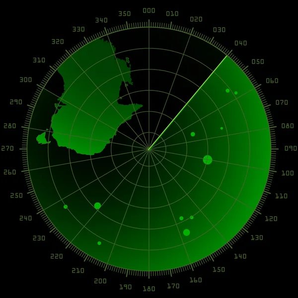 Pantalla de radar con objetivos — Vector de stock