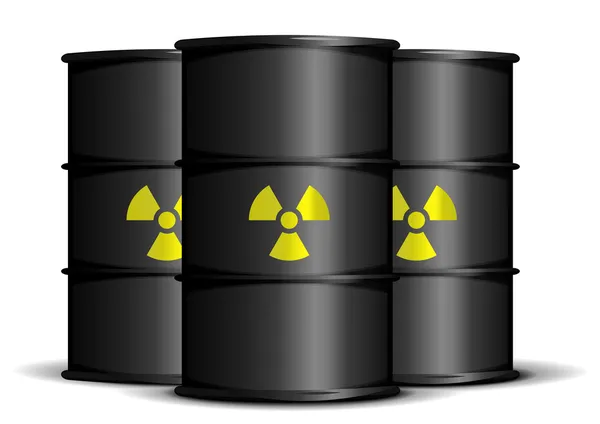 Radioactive waste barrels — Stock Vector