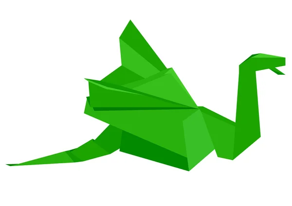 绿色的折纸龙 — 图库矢量图片
