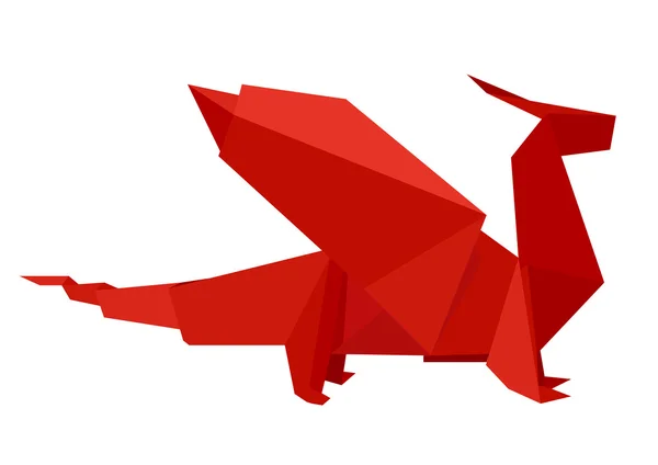 Origami dragon red — Stock Vector