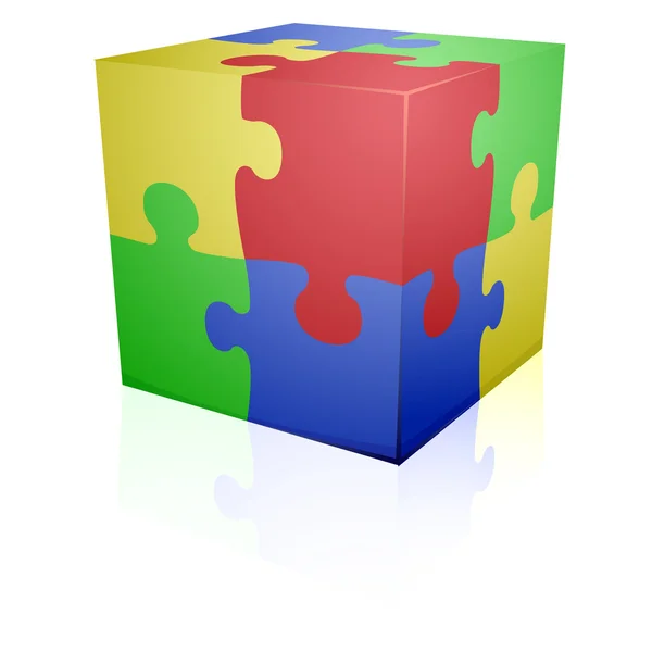 Cubo puzzle puzzle — Vettoriale Stock