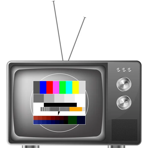 Ρετρό τηλεόραση με δοκιμαστικό είδωλο — Διανυσματικό Αρχείο