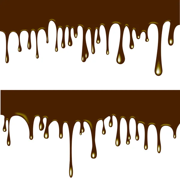 Gotas de chocolate fluyendo — Vector de stock