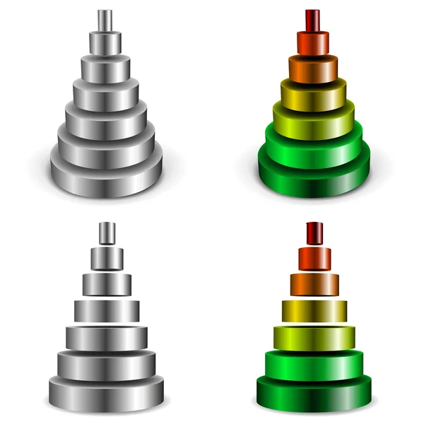 Piramida metalowych cylindrów — Wektor stockowy