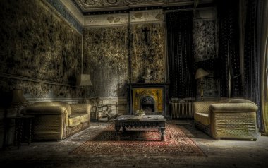 Abandoned living room clipart