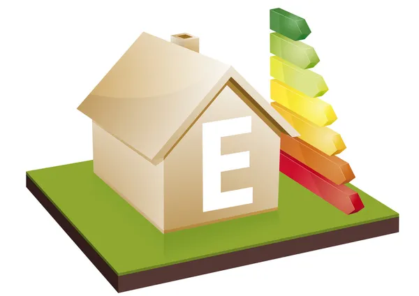 House energy efficiency class E — Stock Vector
