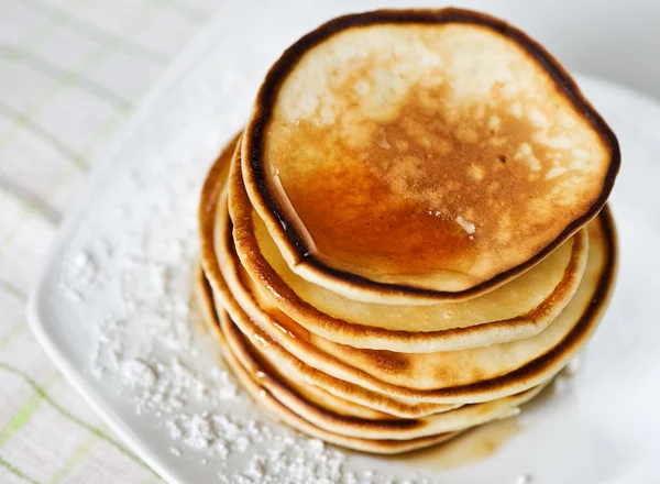 Stack of pancakes maple syrup — Stock Photo, Image