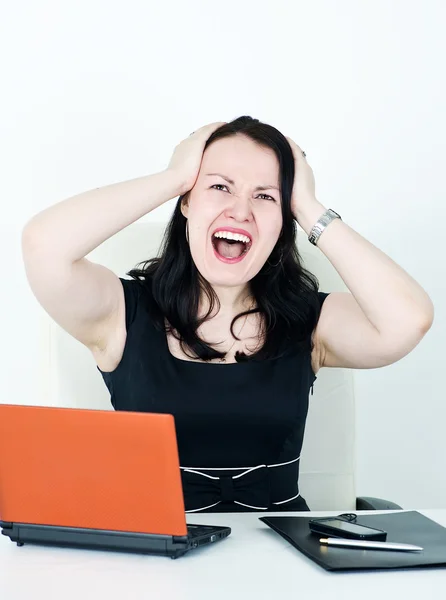 Biznes kobieta krzyczy — Zdjęcie stockowe