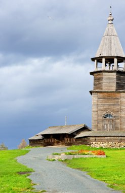 Wooden churches on island Kizhi clipart