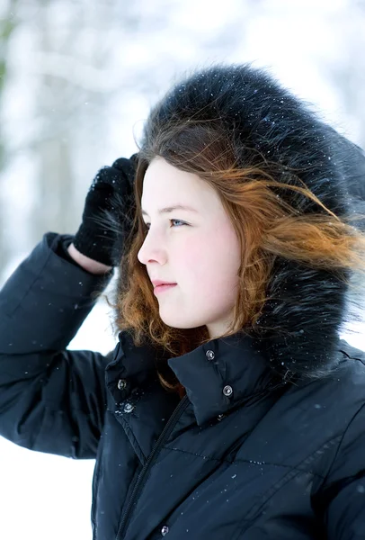 Portrait of woman in winter — Stock Photo, Image