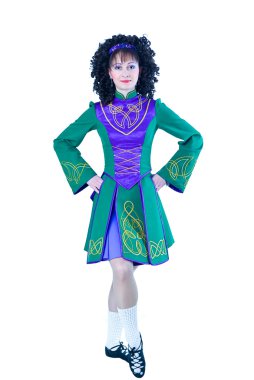 Woman in irish dancing dress clipart