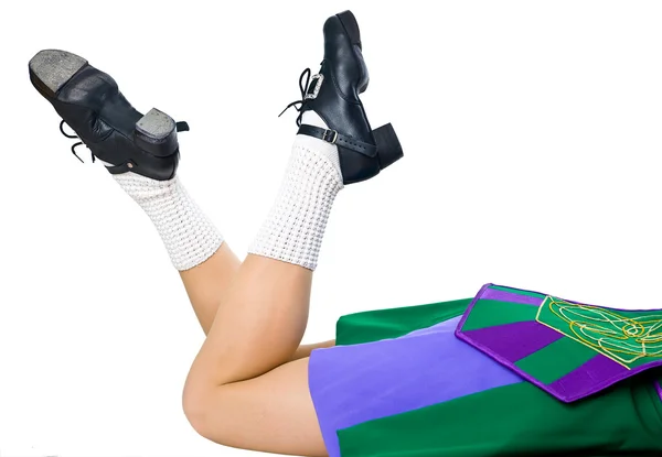 Legs of woman in shoes for irish dancing — Stock Photo, Image