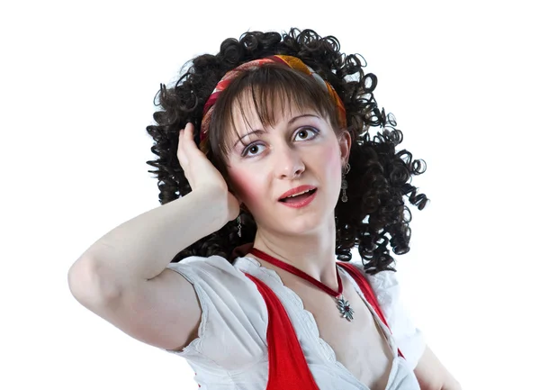 Retrato de mulher com cabelo encaracolado — Fotografia de Stock