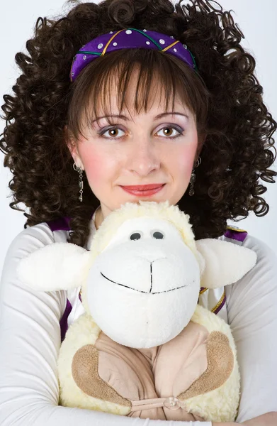 Portrait of woman with the toy — Stock Photo, Image