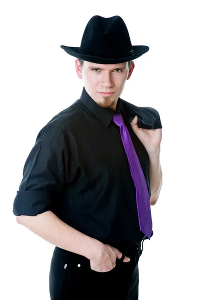 Mann mit schwarzem Hut — Stockfoto