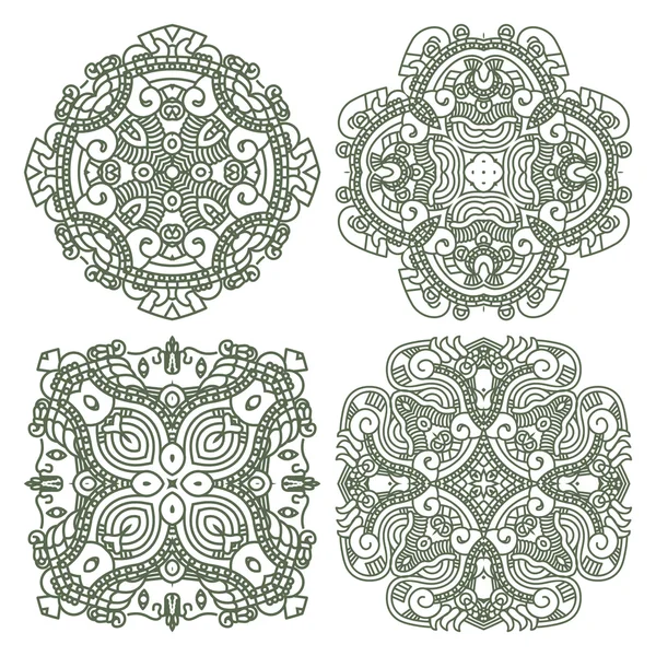 Набор ацтекских орнаментов — стоковый вектор