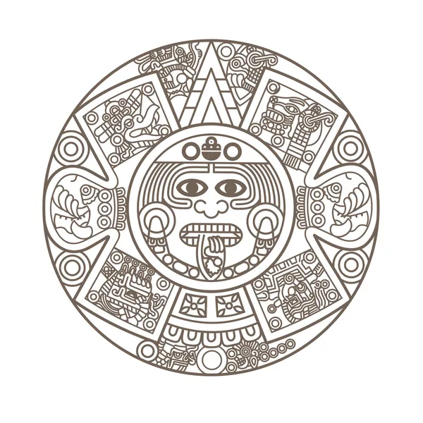 Calendario azteca estilizado — Vector de stock