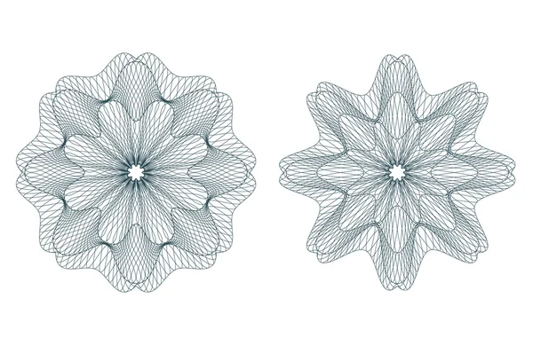 Ensemble de rosettes guilloché vert vecteur — Image vectorielle