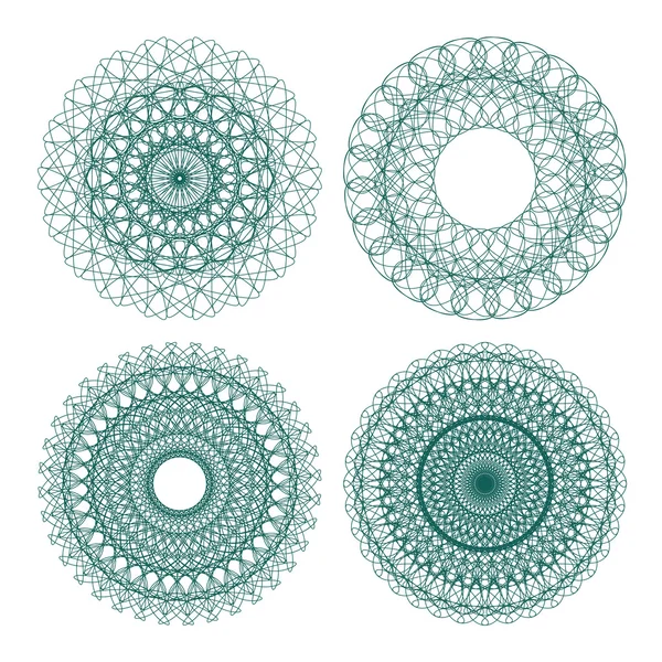 Set of vector guilloche rosettes — Stock Vector