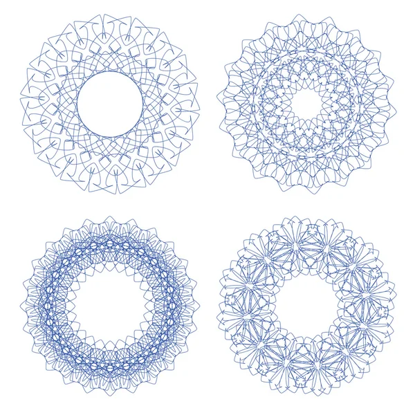 Mavi vektör Guillochlu rozet kümesi — Stok Vektör