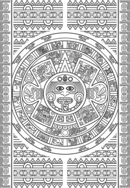 Stylized Aztec Calendar clipart