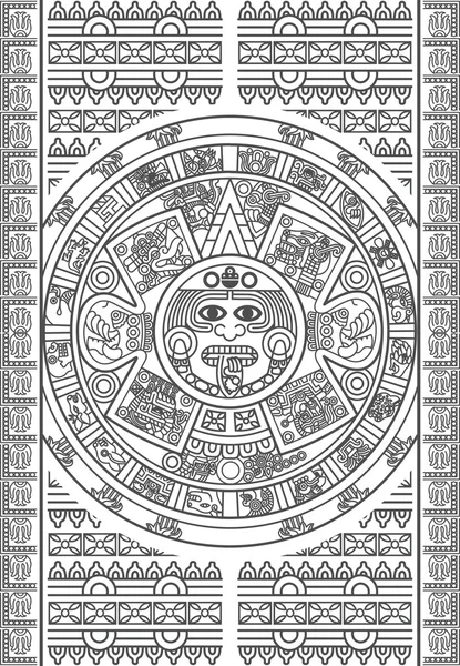 Calendario azteca estilizado — Vector de stock