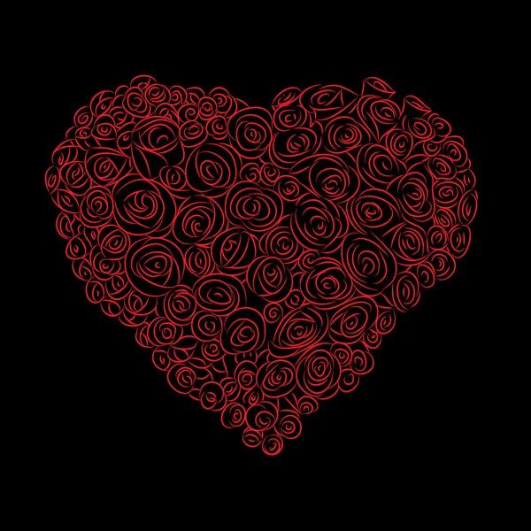 Heart of red roses — Stock Vector