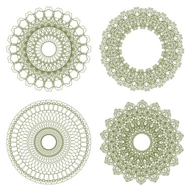 Set of vector guilloche rosettes clipart