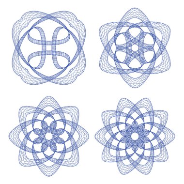 vektör Guillochlu rozet kümesi