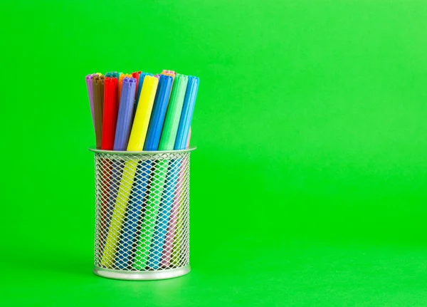 Socket with colorful felt pens — Stock Photo, Image