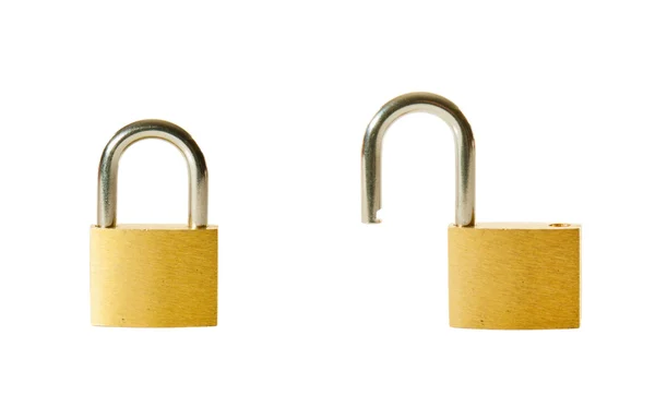 stock image Set of two locked and unlocked locks