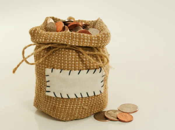 Sack full of coins — Stock Photo, Image