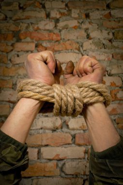 Hands tied up with rope clipart