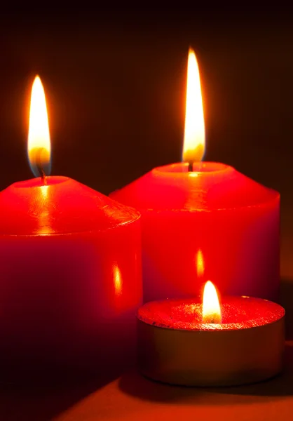 Three burning candles — Stock Photo, Image