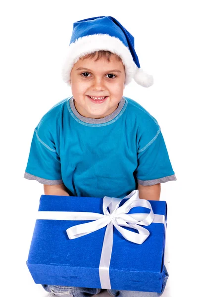 圣诞老人笑的小男孩 — 图库照片