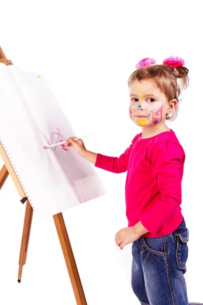 Hermosa niña pintando — Foto de Stock