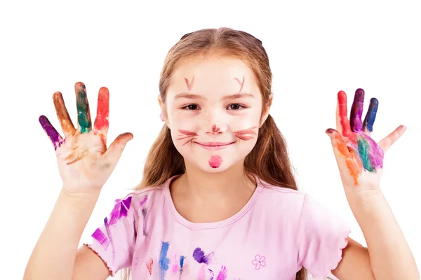 Beautiful little girl painting — Stock Photo, Image