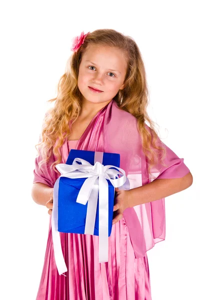 Hermosa niña con regalos —  Fotos de Stock