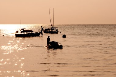 surin Island, Tayland güney güneş doğarken