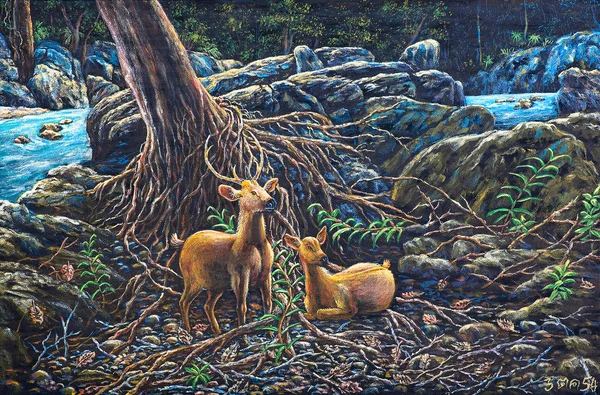 Ciervos en el bosque — Foto de Stock