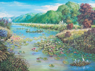 Landscape of lotus swamp clipart