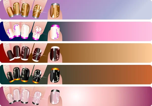 Franse manicure banners — Stockvector