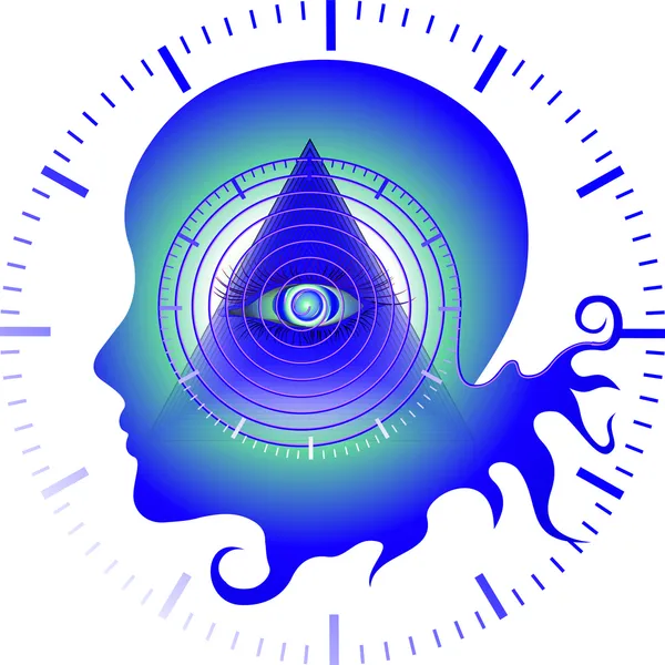 View of self-knowledge through time — Stock Vector