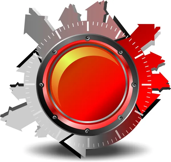 Botón rojo descarga — Vector de stock