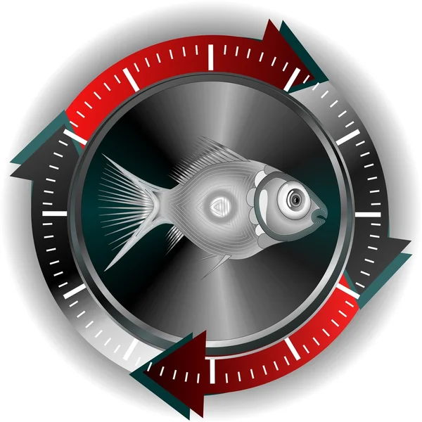 Pulsante pesce argento — Vettoriale Stock