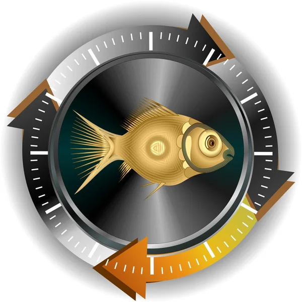 金の魚のボタン — ストックベクタ