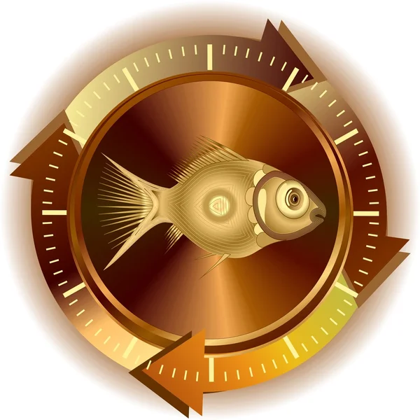 Gold fish button — Stock Vector