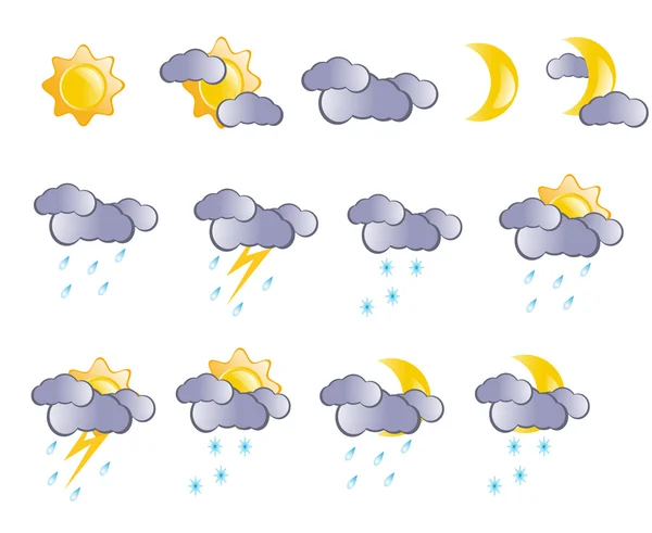 Ícones de previsão meteorológica . — Fotografia de Stock