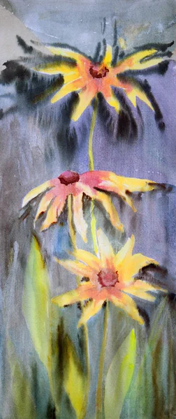 Akvarell målning av den vackra blommor. — Stockfoto